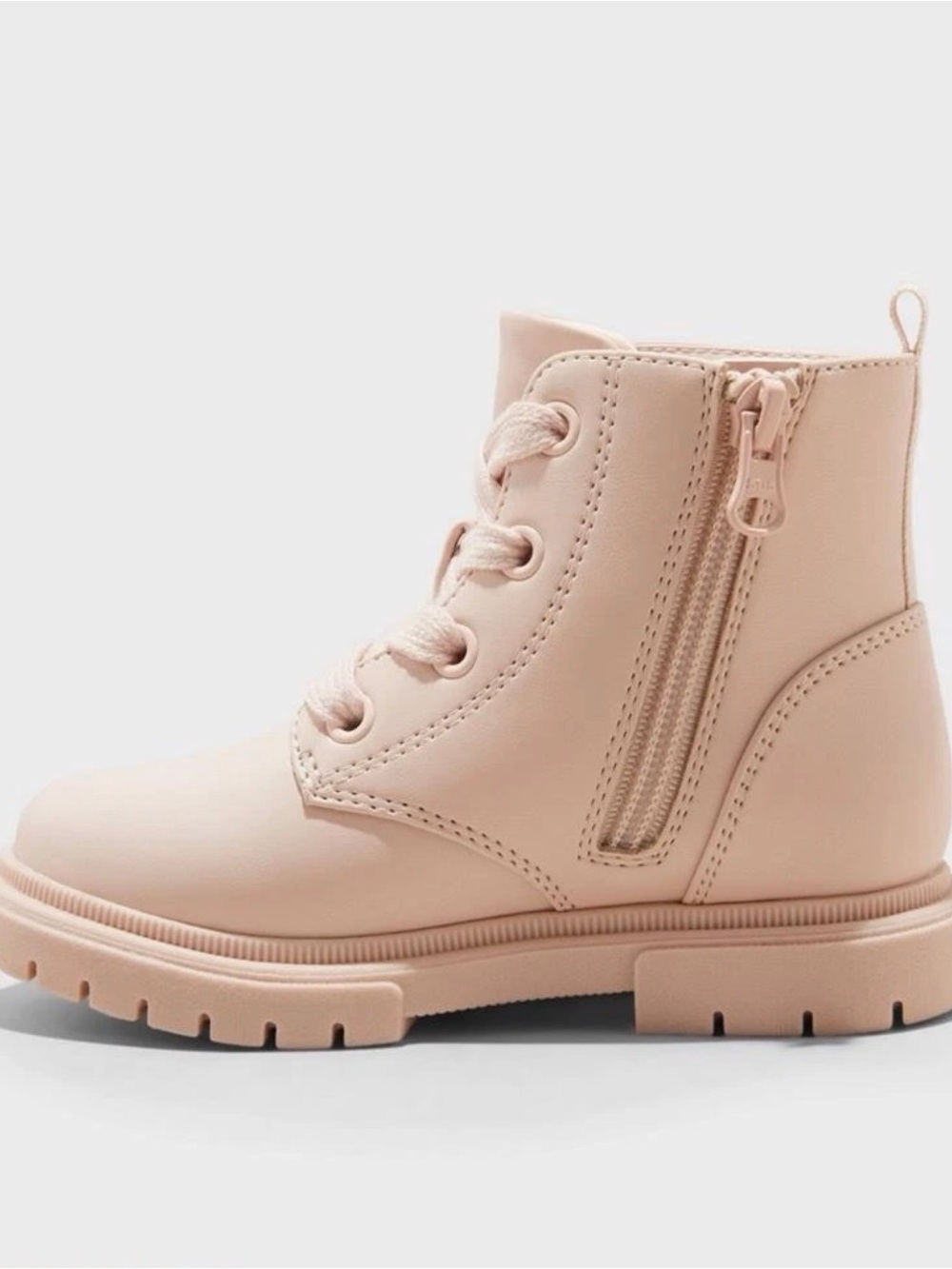 Cat & Jack Amaya Lace-Up Combat Boots, Blush, 11T - Picture 2 of 7